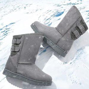 Moudki Womens Winter Boots Mid-calf Snow Boots Fashion Warm Furry Slip On Boots